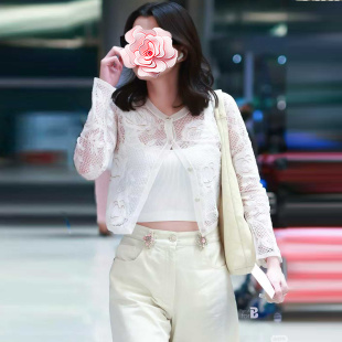 26新款 特惠369 香奶奶 金线山茶花 不退不换 镂空针织开衫 原579