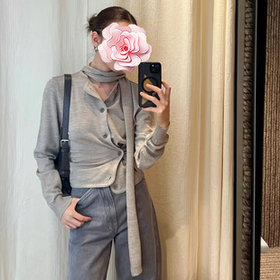 25新款 特惠289 两穿 侧扣斜开襟 不退不换 围巾针织开衫 原439