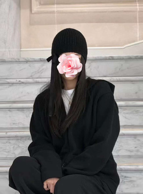 甜美女蝴蝶结羊绒针织帽