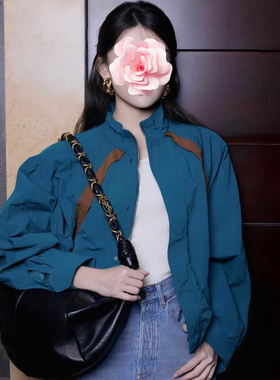 不退不换 原599 特惠359 26新款 梁洁同款 撞色镶边宽肩夹克外套