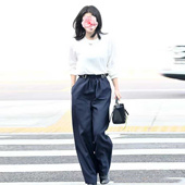 原469 特惠259 25新款 不退不换 小牛皮腰带褶皱高腰阔腿直筒长裤