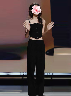 不退不换 原969 特惠689 25新款 香奶奶绉纱羊毛高腰阔腿直筒长裤