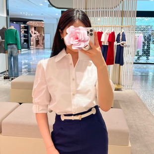 原439 蝴蝶结五分袖 特惠349 水钻纽扣 白衬衣 25新款 不退不换