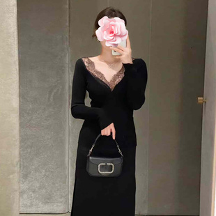 定织眼睫毛蕾丝 特惠249 大V领 修身 不退不换 薄羊毛针织衫 原439