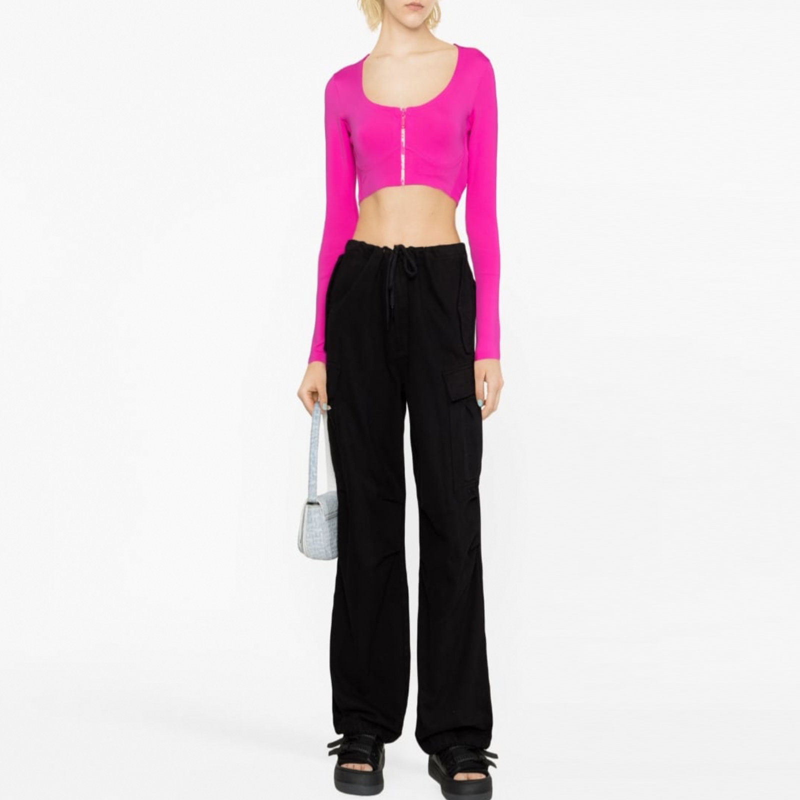 显瘦显腿长 工装风大口袋 抽绳系带高腰 柔软斜纹纯棉阔腿长裤