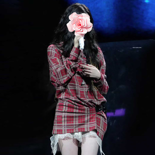 欧阳娜娜同款 不退不换 25新款 特惠249 腰带格子衬衣连衣裙 原409