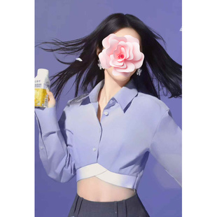 不退不换 原409 特惠239 25新款 张韶涵同款 松紧衣摆纯棉白衬衣