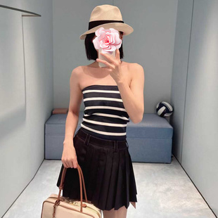 精纺羊毛 不退不换 25新款 特惠229 撞色低腰百褶A摆半身裙 原439