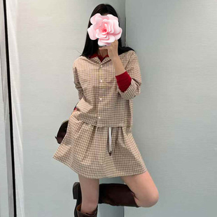 原439 纯棉格子衬衣 特惠249 针织翻领 半身裙 25新款 不退不换