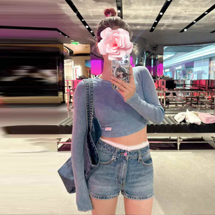 特惠229 439 24新款 甜美花边蝴蝶结 不退不换 高腰牛仔短裤 原