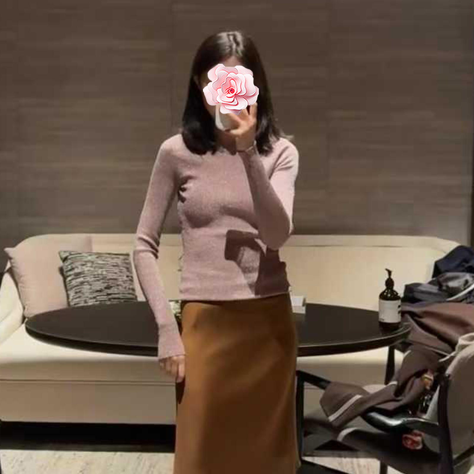 bling彩色金线浅灰紫V领针织衫