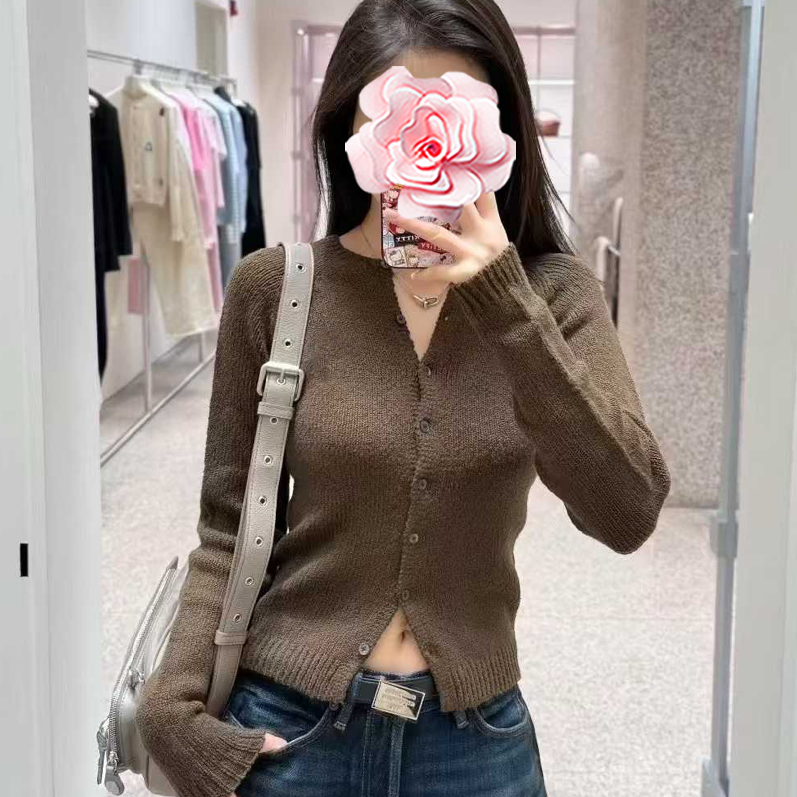 棉线立体肌理编织修身针织开衫