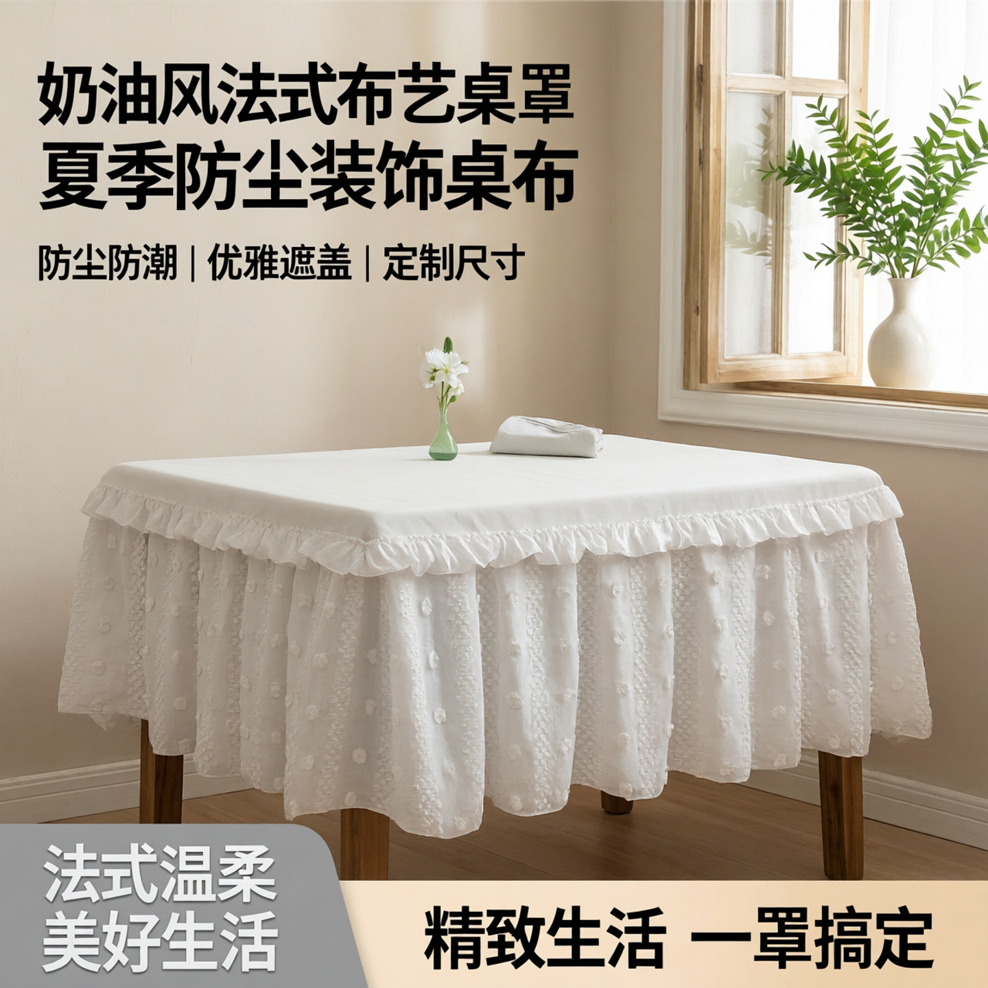 新款夏季奶油风法式布艺电炉罩保险柜烤火桌罩防尘罩装饰桌布定制