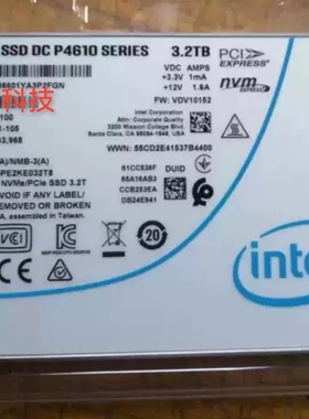 Intel/英特尔 P4610 SSDPE2KE032T8 3DWPD 3.2T NVME SSD 2.5硬盘
