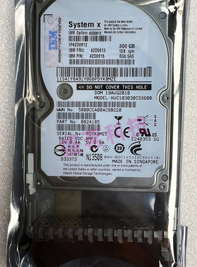 IBM 300G 10K SAS 2.5寸 X3650 X3850 42D0612 42D0613服务器硬盘