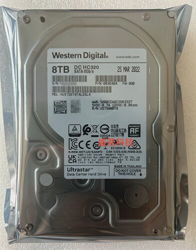 WD/西部数据HUS728T8TALE6L4 8T SATA 3.5 HC320企业级服务器硬盘