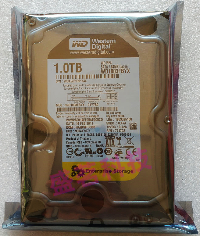 WD/西部数据 WD1003FBYX 1T 台式机游戏黑盘西数机械硬盘监控sata