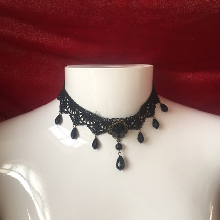 Black necklace, Gothic, floral print