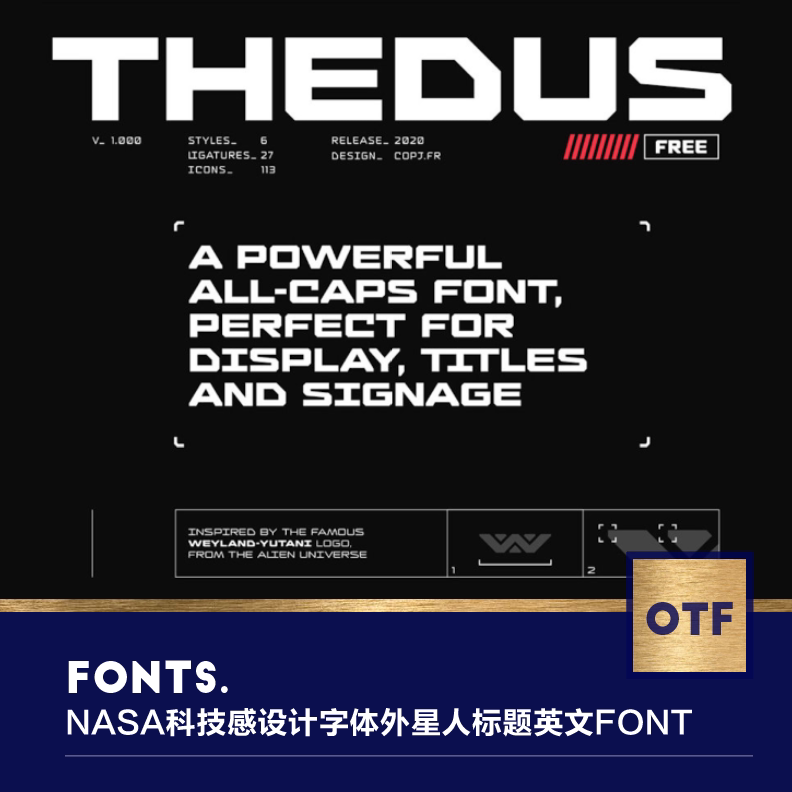 nasa科技感设计字体外星人标题英文font艺术字体 thedus设计素材