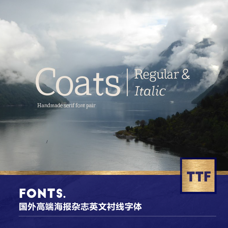 421011 国外高端海报杂志英文衬线字体Font Coats Regular