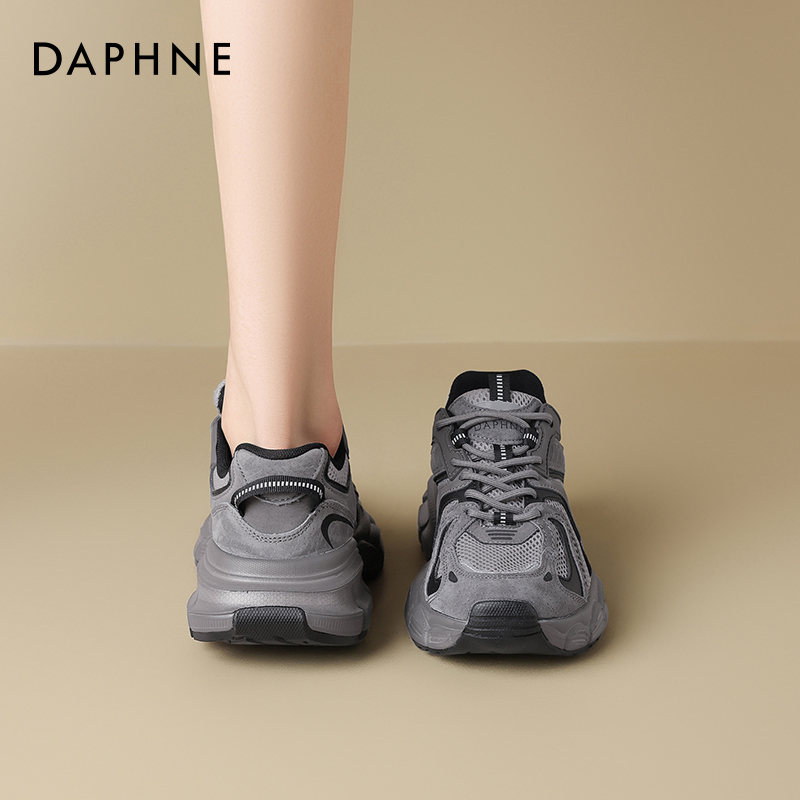 达芙妮老爹鞋紫色厚底显脚小女鞋