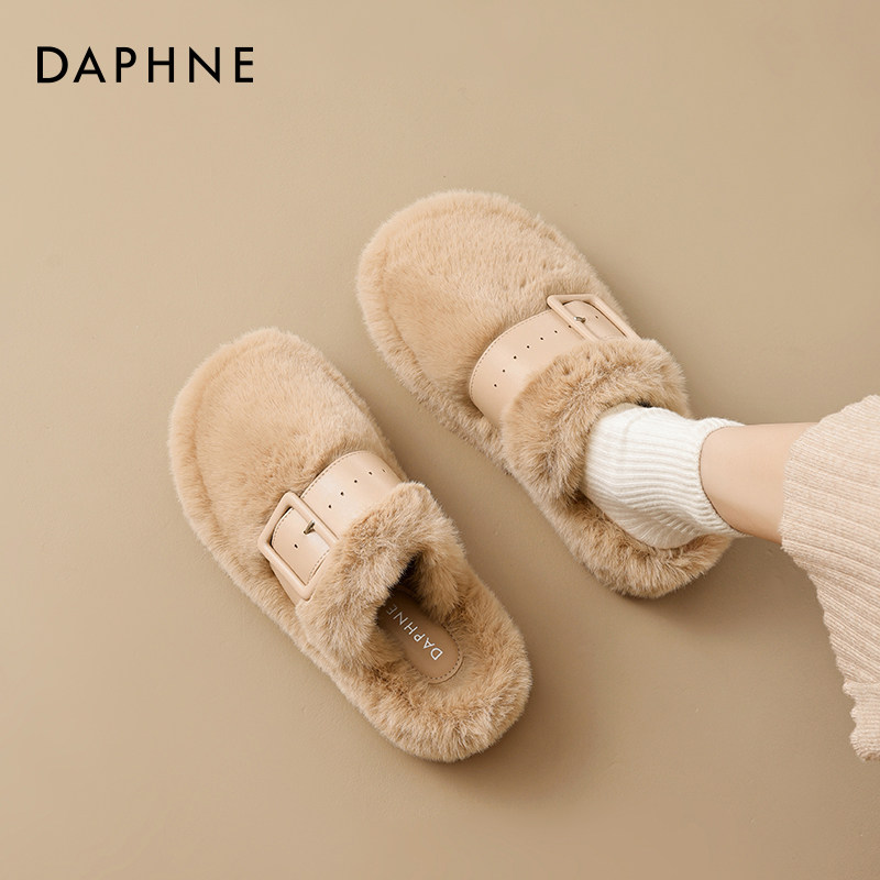 达芙妮毛毛鞋加绒加厚