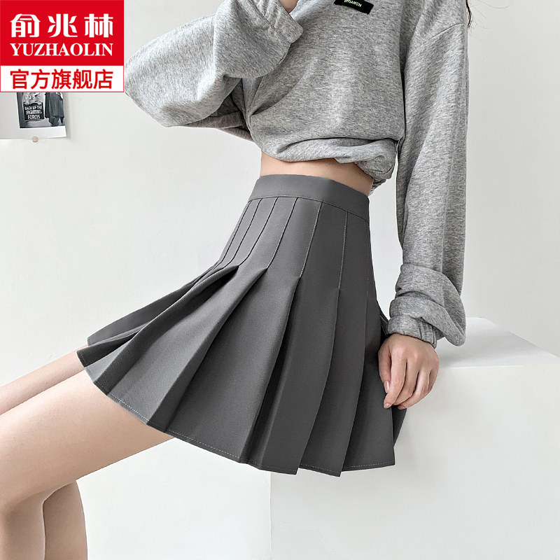 百褶裙女春秋冬季高腰a字显瘦jk短裙小个子大码毛呢灰色半身裙子|ruв категории Женская одежда, юбка - от Buy2taobao.com для оказания профессиональной услуги покупки агента Taobao
