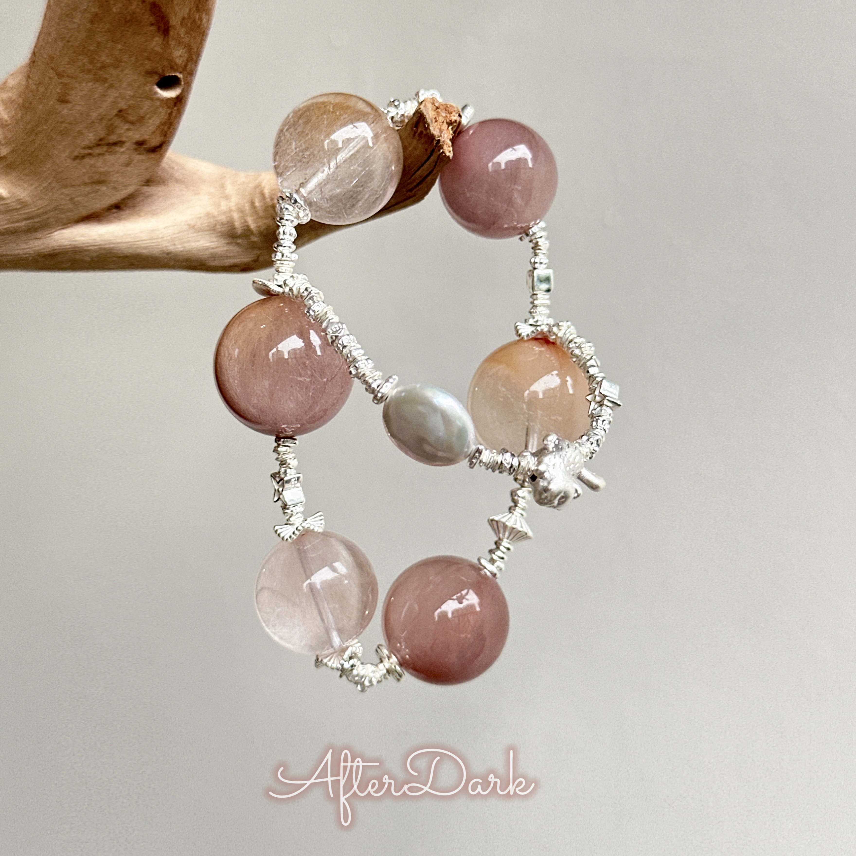 喜火土【芋泥芒果冰】天然原创设计兔毛水晶手串招财事业好运孤品