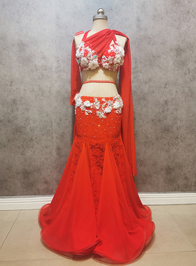 伊西斯pris新款黑色红色大码肚皮舞包臀裙定制成人儿童演出表演服