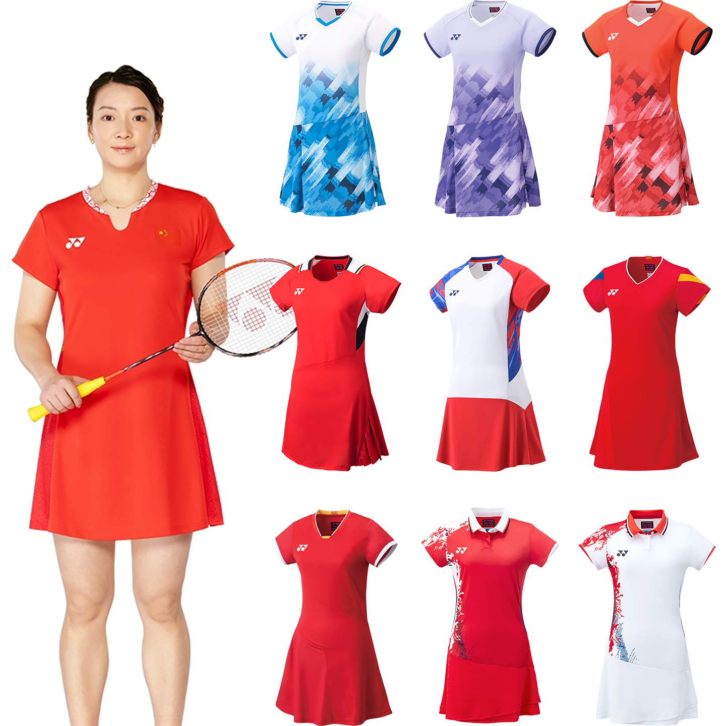 尤尼克斯羽毛球服女连衣裙中国队