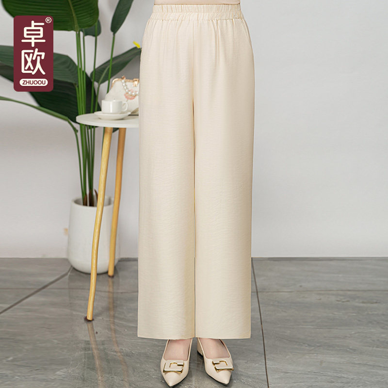 中老年女装2026新款夏季阔腿裤宽松时尚女士垂感九分裤胖妈妈裤子