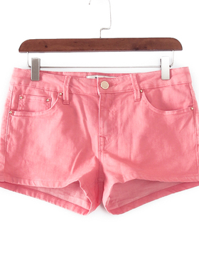 MC系列 夏季新品品牌女装库存折扣桔红色牛仔短裤热裤S2995A