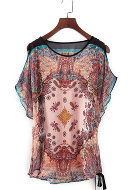 品牌系列 夏季新款专柜女装库存折扣休闲风印花T恤两件套F1385C