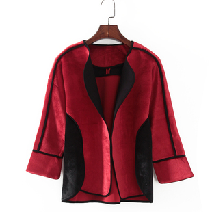 库存折扣百搭款 品牌女装 丝绒复古短外套F1595 春秋新款 G系列