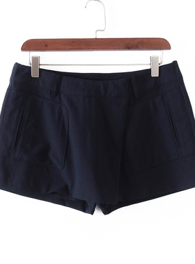 贝系列 夏季新款品牌库存折扣女装深蓝色休闲短裤F353C