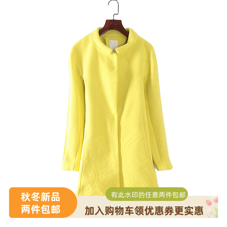 库存时尚气质立领s63毛呢大衣