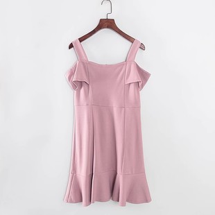 专柜女装 新款 库存折扣粉红色A摆碎褶连衣裙Y4480B 夏季 香蕉系列