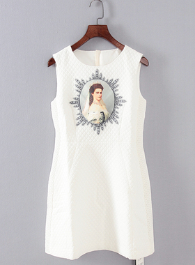 品牌系列 新品春夏款专柜女装库存折扣气质收腰无袖连衣裙F1491A