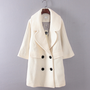 库存折扣双排扣喇叭袖 品牌女装 大衣F1006 秋冬新款 灵系列