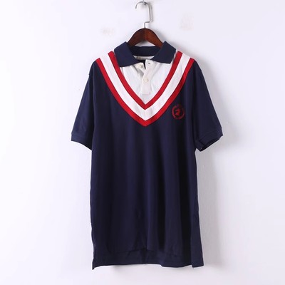 孤品系列 夏季新款男装品牌库存折扣藏青色拼色短袖Polo衫D669-3