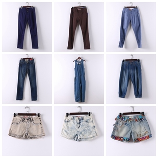 新款 港味做旧复古风休闲裤 春夏女装 式 D545 库存折扣多款 单件系列