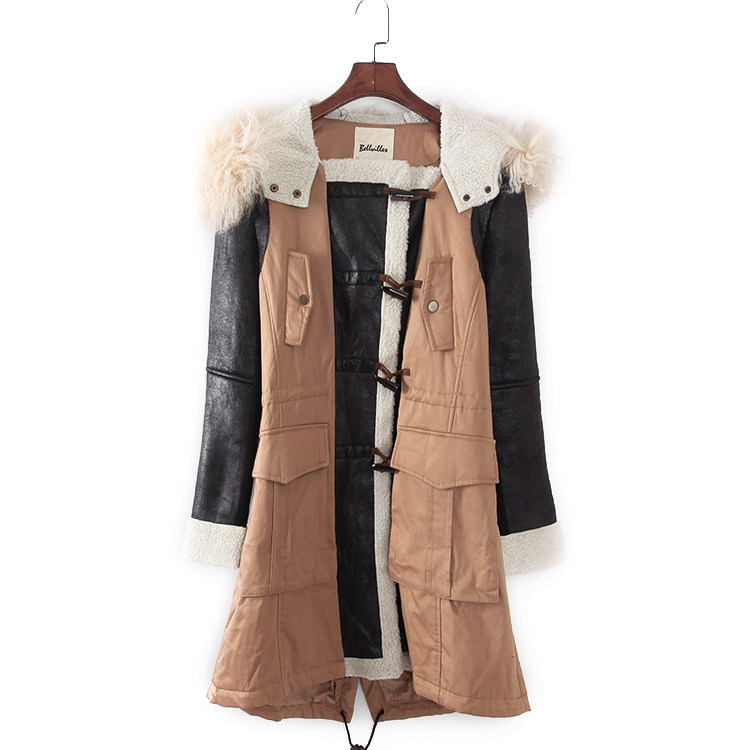 贝系列 秋冬新款品牌库存折扣女装中长款牛角扣拼接棉服F198B,女装/女士精品,棉衣/棉服,淘宝优惠券,粉丝福利购,淘宝优惠卷