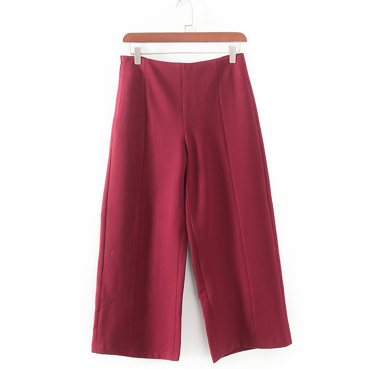 G系列 春秋新款品牌女装库存折扣酒红色休闲阔腿裤F1698C