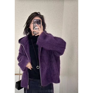 2026秋冬新款 卫衣 100%山羊绒拉绒皮草级奢华慵懒高级套头连帽衫