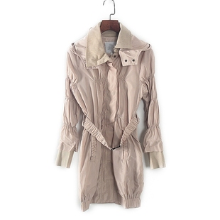 库存折扣欧美大牌中长款 专柜女装 连帽风衣Y2210D 春秋新款 安系列