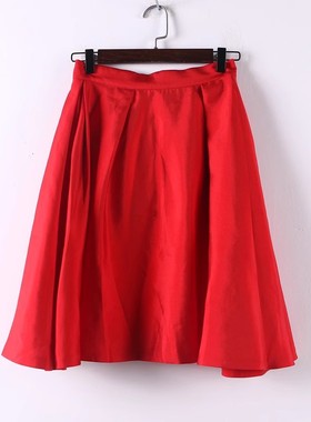 孤品系列 夏季新款女装品牌库存折扣优雅时尚红色半身裙D608-2