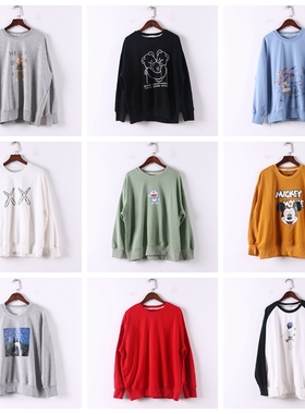 单件系列 新款春秋库存折扣多款式情侣款休闲韩版印花卫衣D603