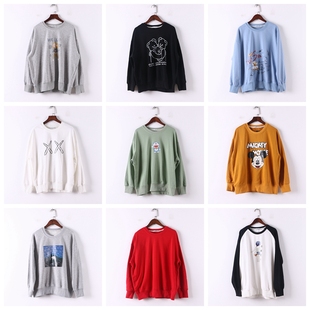 新款 休闲韩版 春秋库存折扣多款 情侣款 印花卫衣D603 式 单件系列