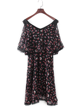 索系列 夏季新款品牌库存折扣女装优雅淑女风印花连衣裙F822