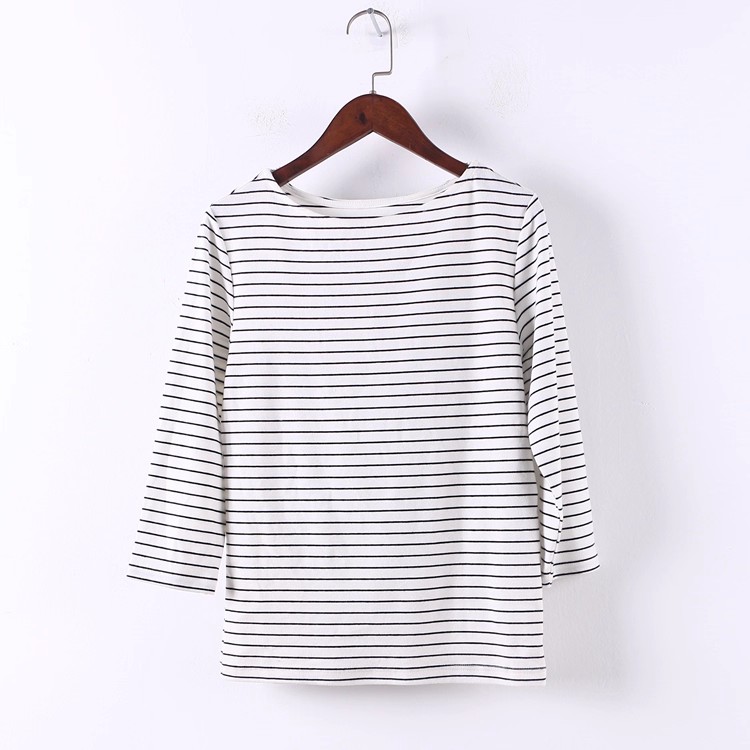 孤品系列 春秋新款女装品牌库存折扣简约款条纹上衣D397-4